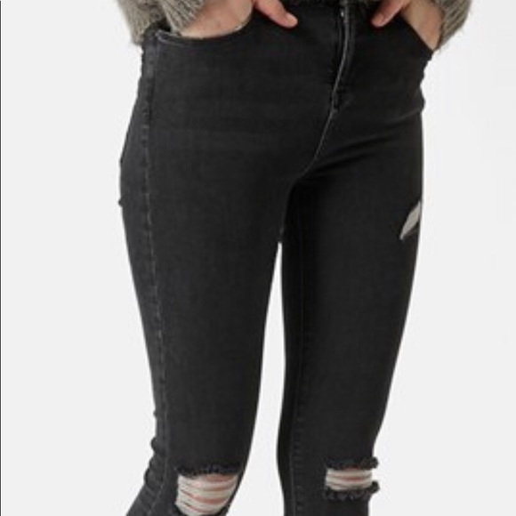 topshop jamie jeans black ripped
